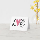 Love Pink Heart Kaart (Gele Bloem)