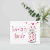 Love Pink Hearts  Mason Jar Briefkaart (Staand voorkant)