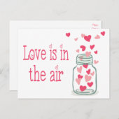 Love Pink Hearts  Mason Jar Briefkaart (Voorkant / Achterkant)