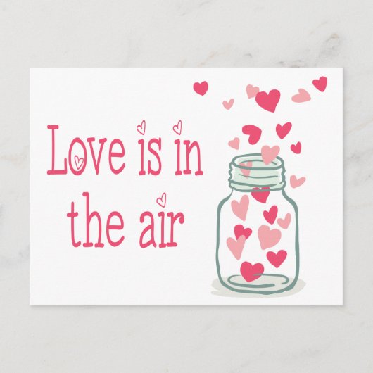 Love Pink Hearts  Mason Jar Briefkaart (Voorkant)