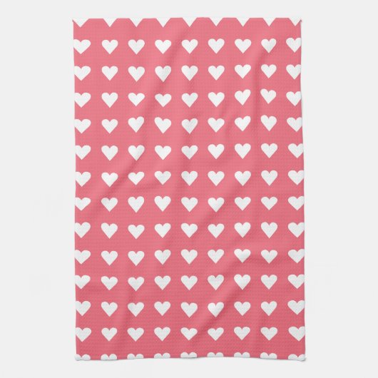 Love Pink Hearts Pattern Valentijn Theedoek (Verticaal)