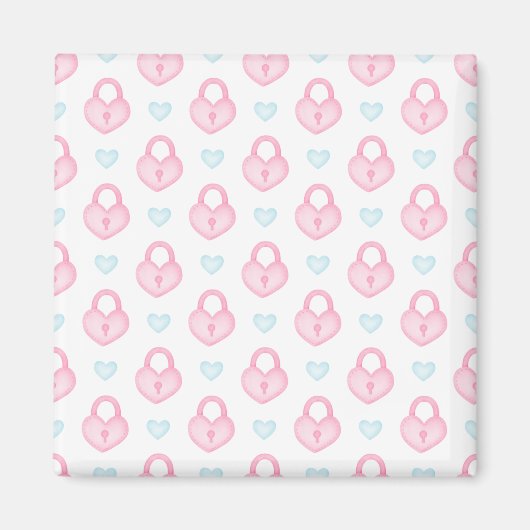 Love Pink Locker Key for Valentijns's Pattern Magneet (Voorkant)