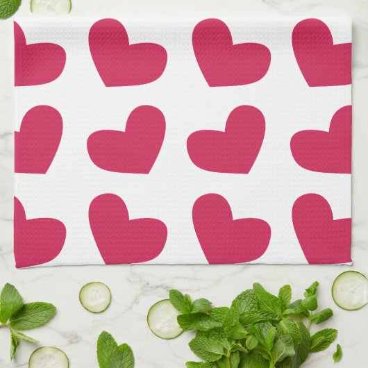 Love Pink Love Heart Theedoek (Gevouwen)