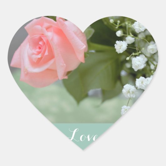 Love Pink Rose Foto Hart Sticker (Voorkant)