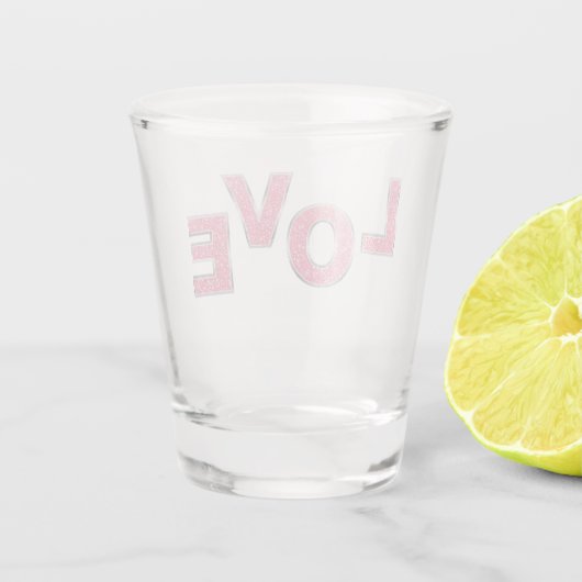 Love Pink Silver Glitter Shot Glas (Achterkant)