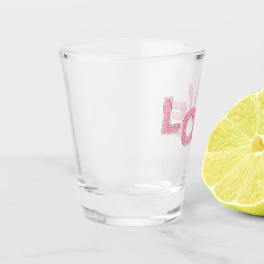 Love Pink Silver Glitter Shot Glas (Links)