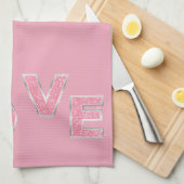 Love Pink Silver Glitter Theedoek (Quarter Fold)