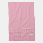 Love Pink Silver Glitter Theedoek (Verticaal)