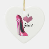 Love Pink Stiletto Shoe and 3D Heart Ornament (Achterkant)