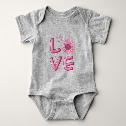 Love Pink Sunflower Baby Bodysuit (Voorkant)