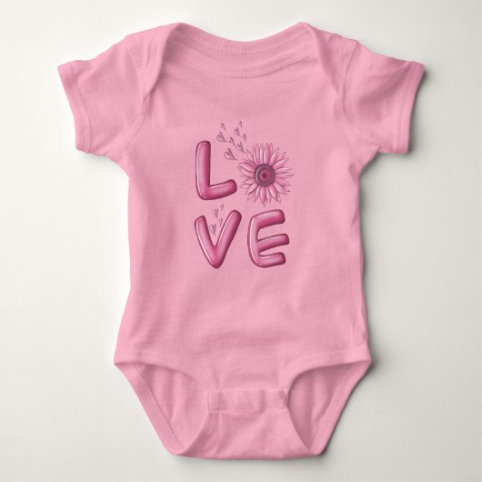Love Pink Sunflower Baby Bodysuit (Voorkant)