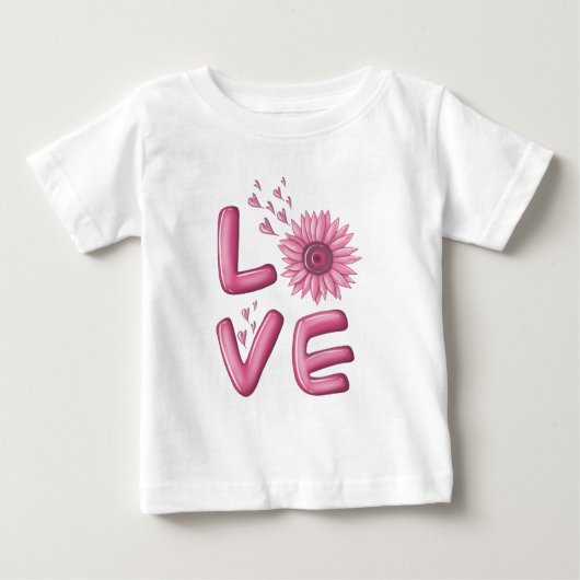 Love Pink Sunflower Baby T-Shirt (Voorkant)