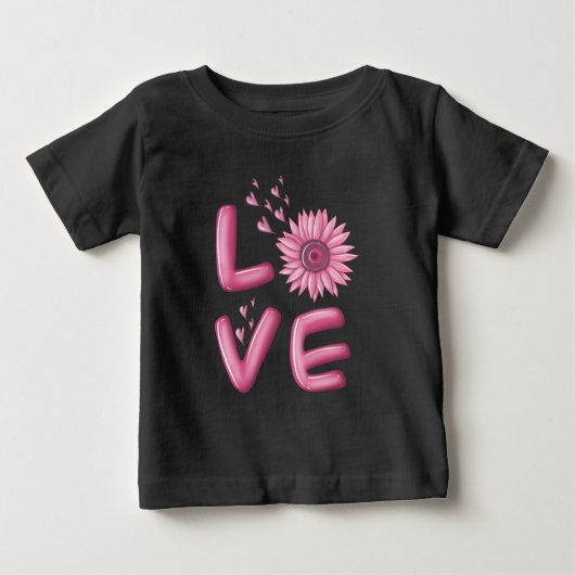 Love Pink Sunflower Baby T-Shirt (Voorkant)