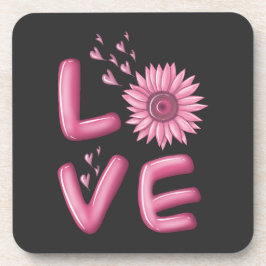 Love Pink Sunflower Bier Onderzetter