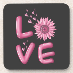 Love Pink Sunflower Bier Onderzetter