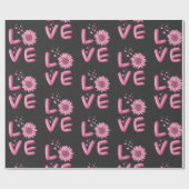 Love Pink Sunflower Cadeaupapier (Vlak)