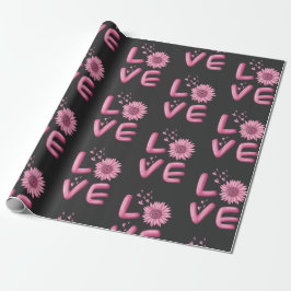 Love Pink Sunflower Cadeaupapier