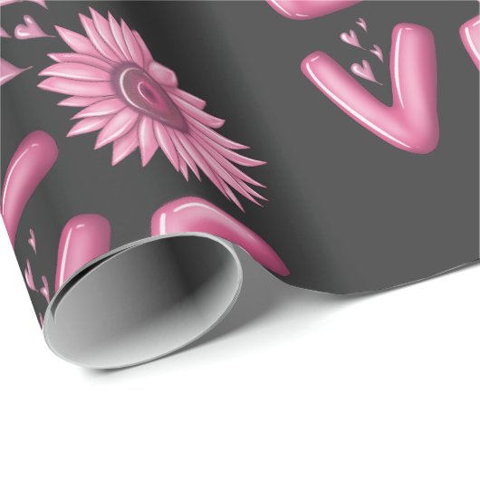 Love Pink Sunflower Cadeaupapier (Rol Hoek)