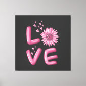 Love Pink Sunflower Canvas Afdruk (Voorkant)