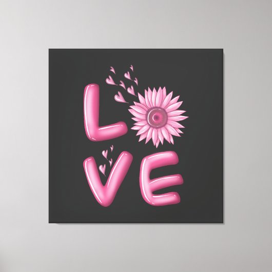 Love Pink Sunflower Canvas Afdruk (Voorkant)