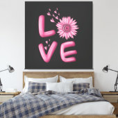 Love Pink Sunflower Canvas Afdruk (Insitu (Slaapkamer))