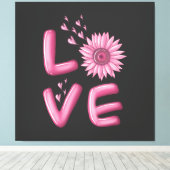 Love Pink Sunflower Canvas Afdruk (Insitu (Houten vloer))