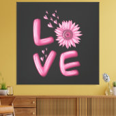 Love Pink Sunflower Canvas Afdruk (Insitu (Woonkamer))