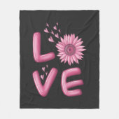 Love Pink Sunflower Fleece Deken (Voorkant)
