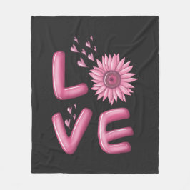 Love Pink Sunflower Fleece Deken