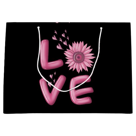 Love Pink Sunflower Groot Cadeauzakje (Voorkant)