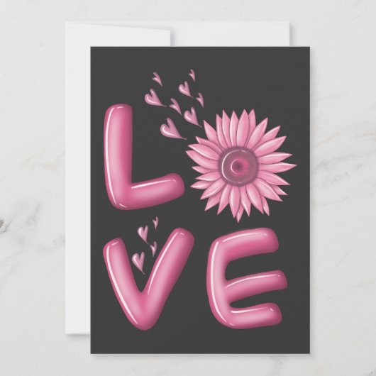 Love Pink Sunflower Kaart (Voorkant)
