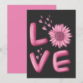 Love Pink Sunflower Kaart (Voorkant / Achterkant)