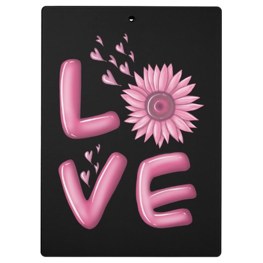 Love Pink Sunflower Klembord (Achterkant)