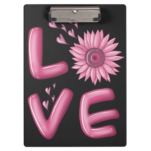 Love Pink Sunflower Klembord (Voorkant)