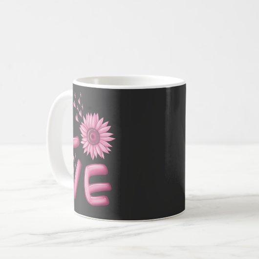 Love Pink Sunflower Koffiemok (Voorkant links)