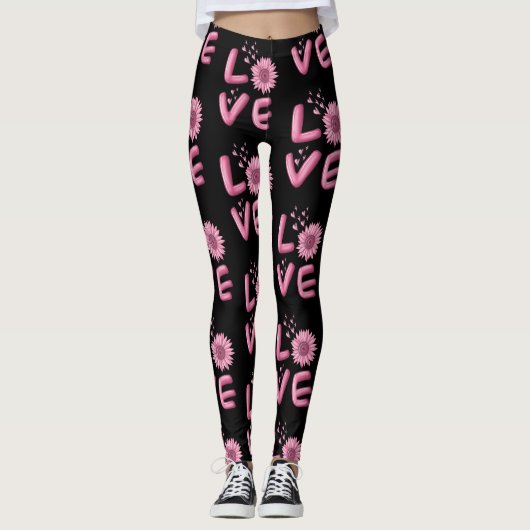 Love Pink Sunflower Leggings (Voorkant)