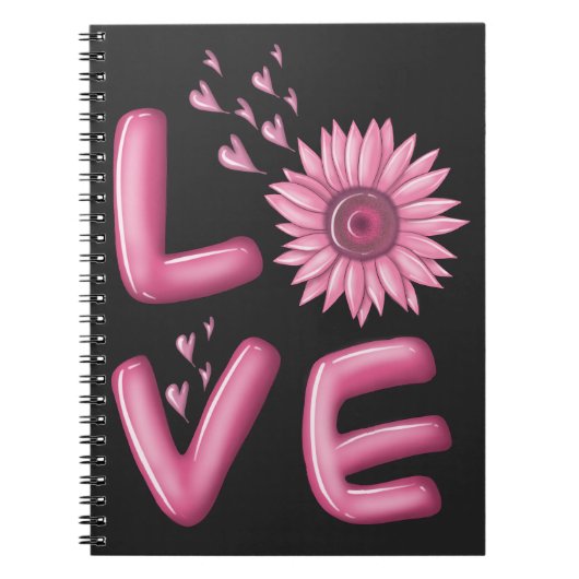 Love Pink Sunflower Notitieboek (Voorkant)