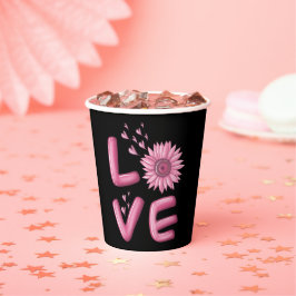 Love Pink Sunflower Papieren Bekers