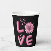 Love Pink Sunflower Papieren Bekers (Achterkant)