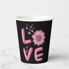 Love Pink Sunflower Papieren Bekers
