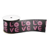 Love Pink Sunflower Satijnen Lint (Spoel)