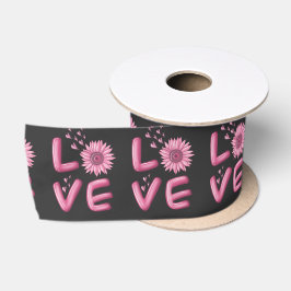 Love Pink Sunflower Satijnen Lint