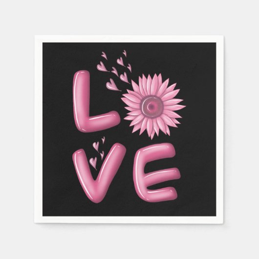 Love Pink Sunflower Servet (Voorkant)