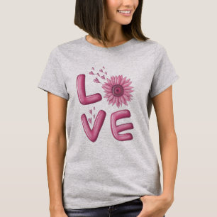 Love Pink Sunflower Womens T-Shirt