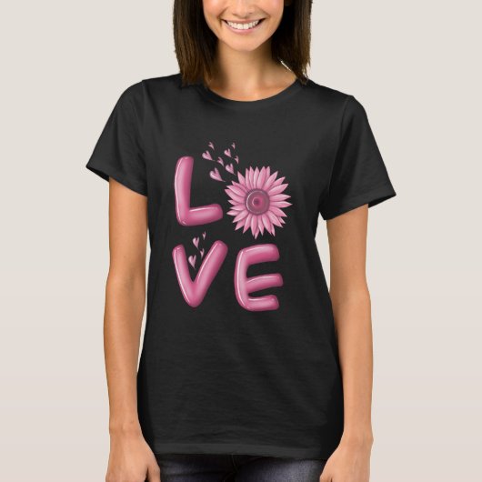 Love Pink Sunflower Womens T-Shirt (Voorkant)