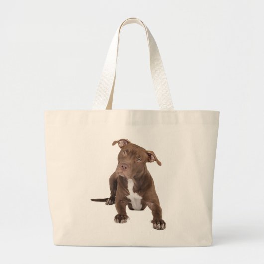 Love Pit Bull Puppy Dog Canvas Totebag Grote Tote Bag (Voorkant)