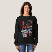 Love Pitbull Dog USA Flag Sunflower Tie Dye Trui (Voorkant volledig)