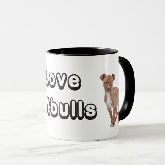 Love Pitbull Puppy Dog Coffee Cup Mok (Voorkant rechts)