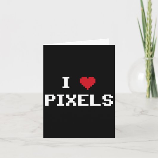 Love Pixels C64 Fans Heart Gaming Shirt Funny Vide Kaart (Voorkant)
