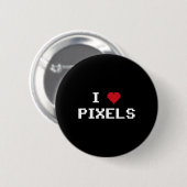 Love Pixels C64 Fans Heart Gaming Shirt Funny Vide Ronde Button 5,7 Cm (Voorkant /achterkant)